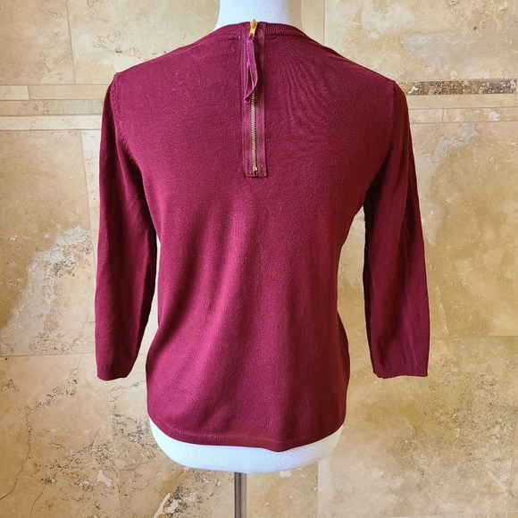Burgundy sweater with exposed zipper - Picture 2 of 4